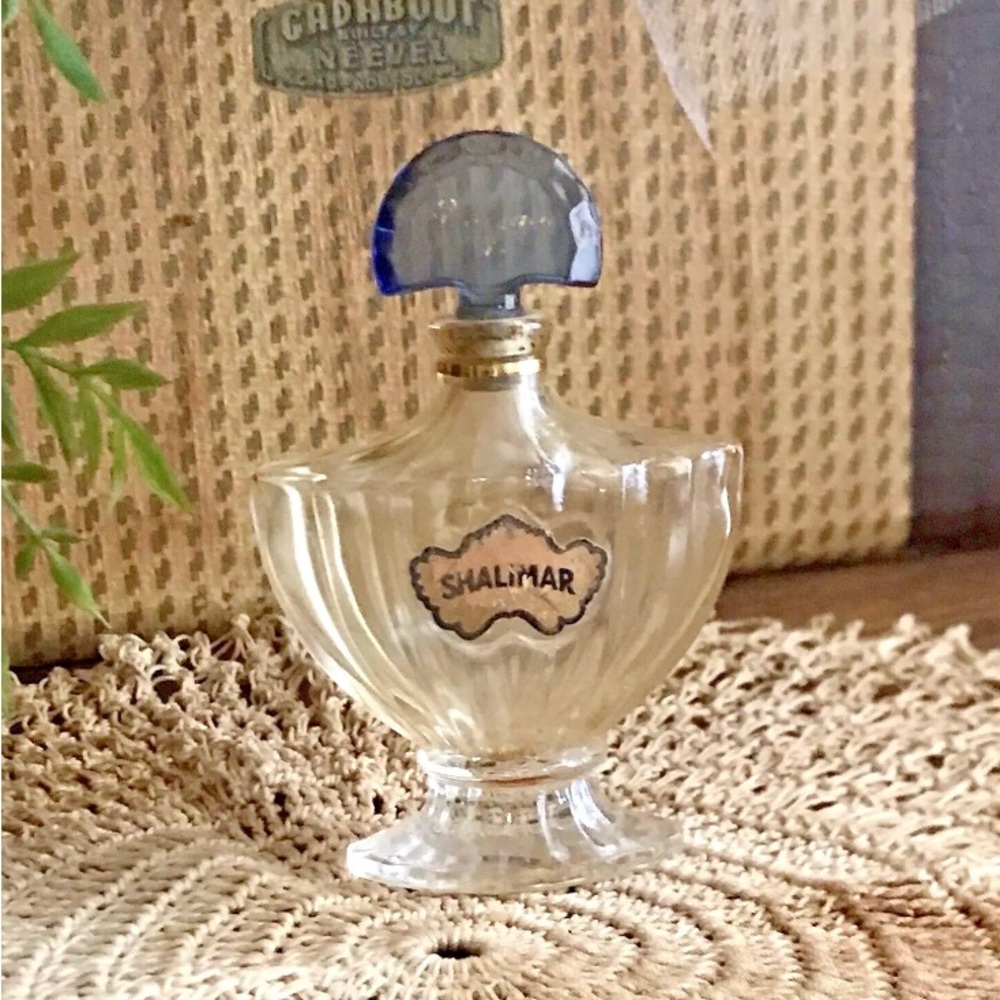 Vintage 3” Guerlain Paris Shalimar Perfume Bottle Fancy Blue Gl Stopper France